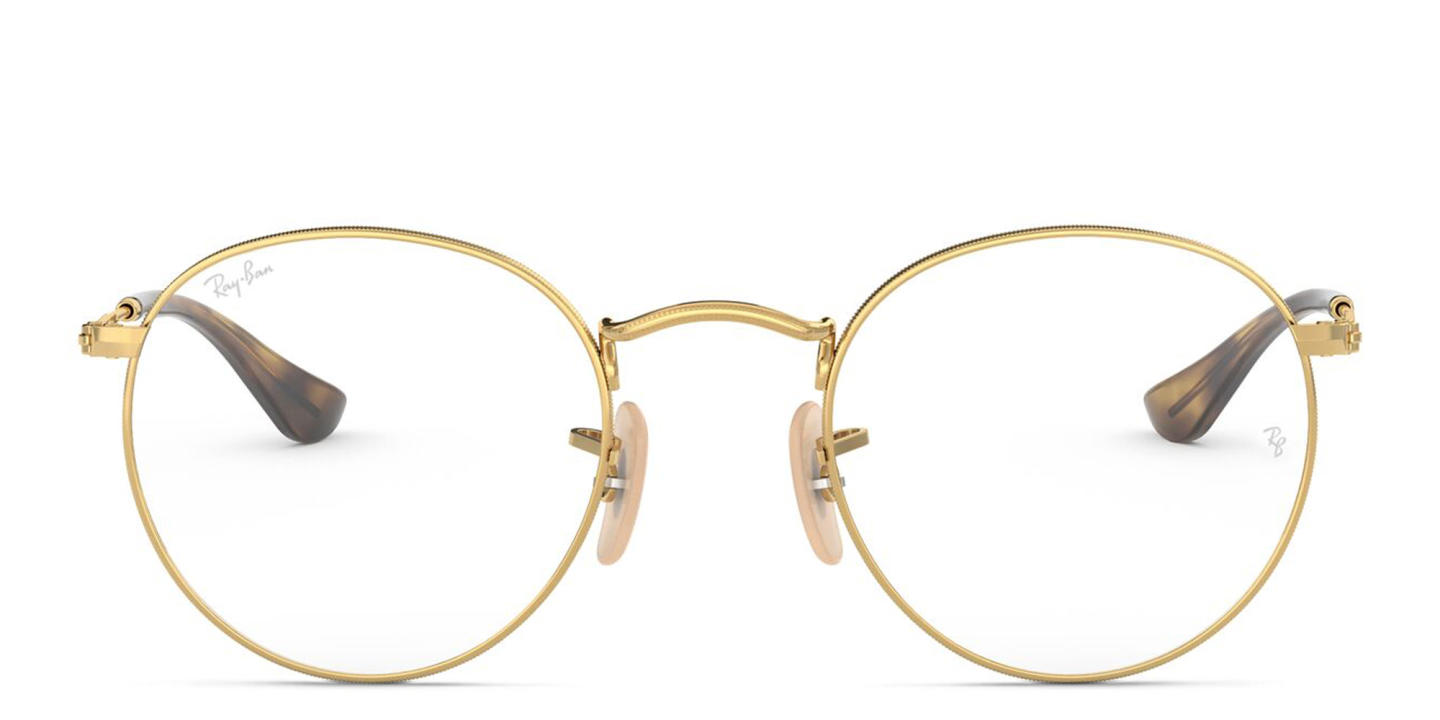 Shop Ray-Ban Round Metal Optics Eyeglasses in Gold online.