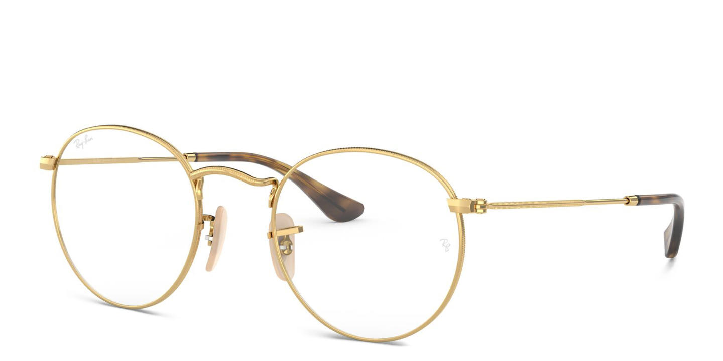 Shop Ray-Ban Round Metal Optics Eyeglasses in Gold online.
