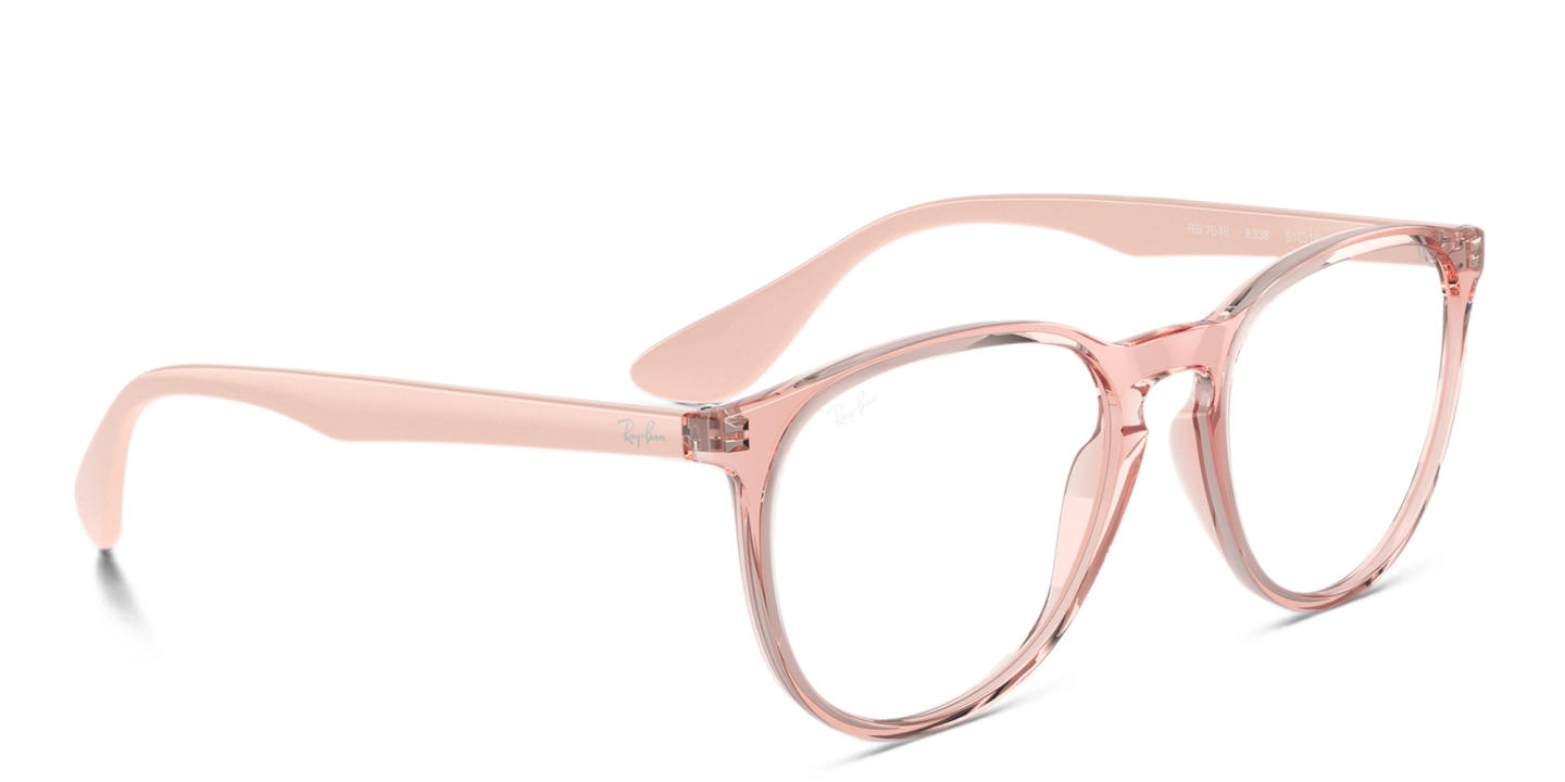 Shop Ray-Ban Erika Round Eyeglasses in Transparent Pink online.