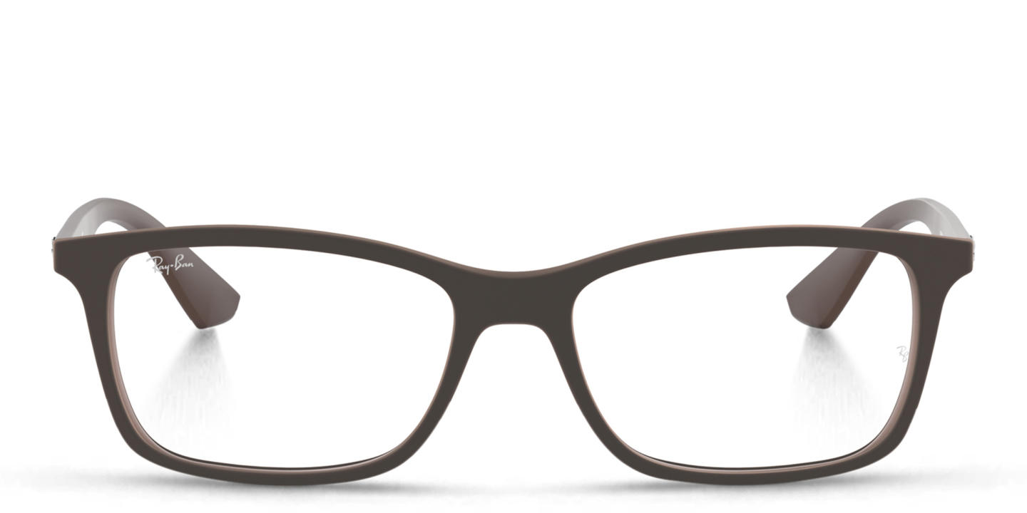 Ray-Ban Unisex Rectangle Eyeglasses in Transparent Brown – Product Photo 0