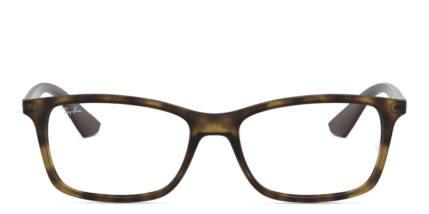 Shop Ray-Ban Optics Unisex Rectangle Eyeglasses in Havana online.