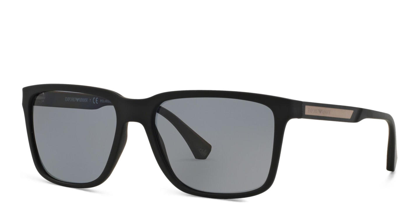 Shop Emporio Armani Square Sunglasses in Rubber Black online.