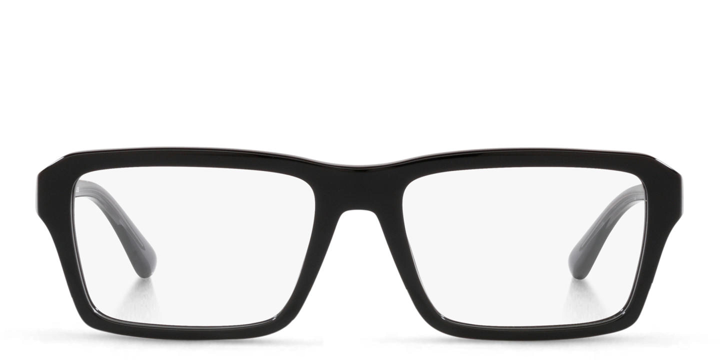Emporio Armani Wide Rectangle Eyeglasses in Shiny Black – Product Photo 0