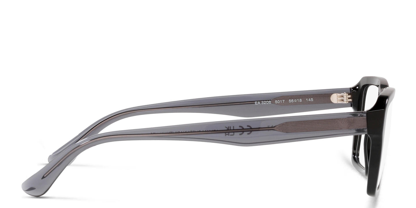 Emporio Armani Wide Rectangle Eyeglasses in Shiny Black – Product Photo 3