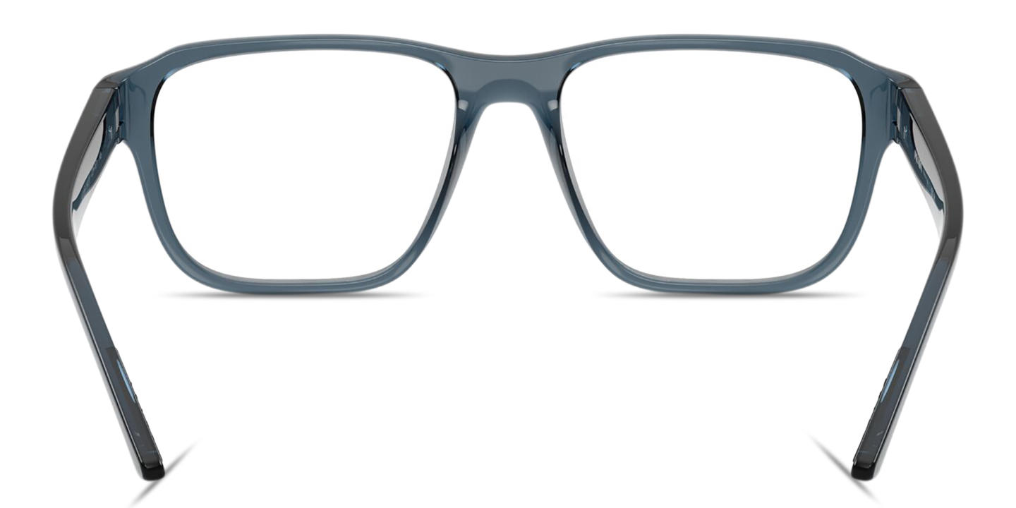 Shop Prada Linea Rossa Logo Signature Irregular Eyeglasses in Transparent Azure online.