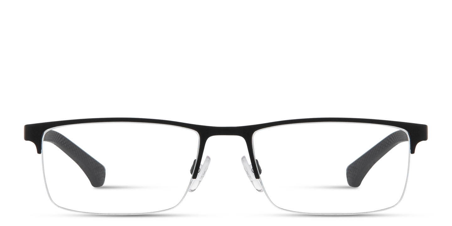 Emporio Armani Logo-Engraved Half-Rim Rectangle Eyeglasses in Rubber Black – Product Photo 0