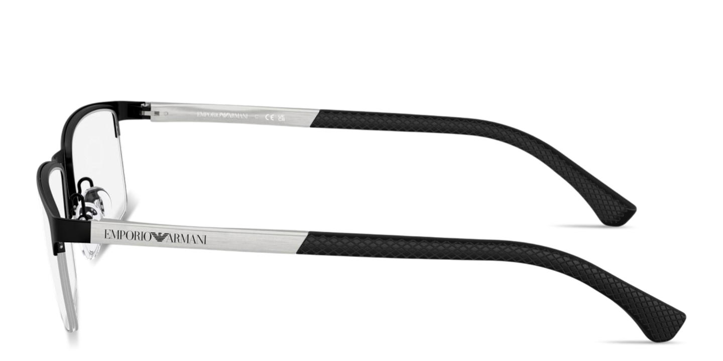 Shop Emporio Armani Modern Half-Rim Rectangle Eyeglasses in Matte Black online.