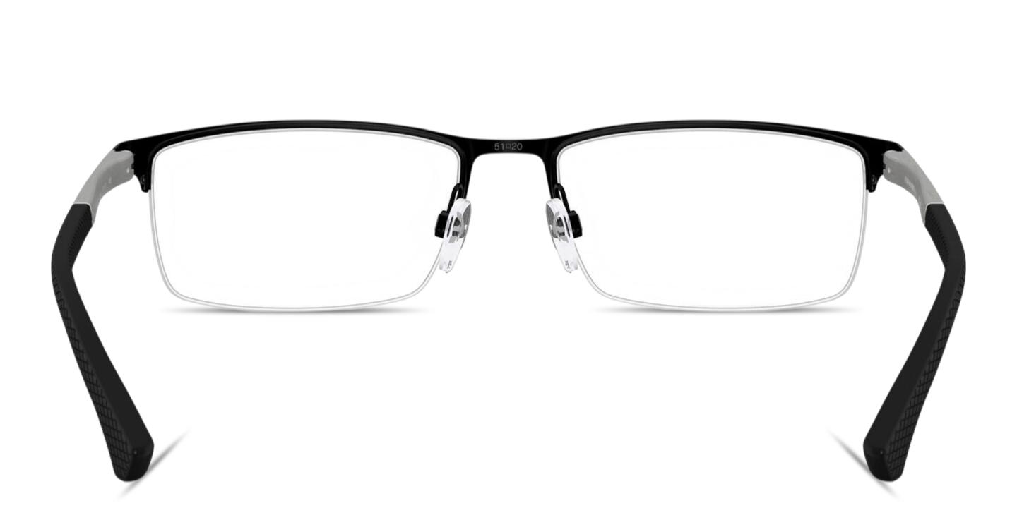 Shop Emporio Armani Modern Half-Rim Rectangle Eyeglasses in Matte Black online.