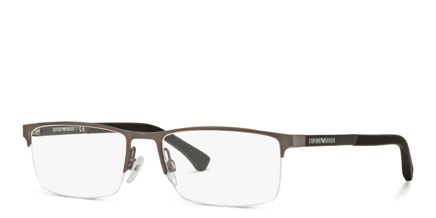 Shop Emporio Armani Half Rim Wide Rectangle Eyeglasses in Gunmetal online.