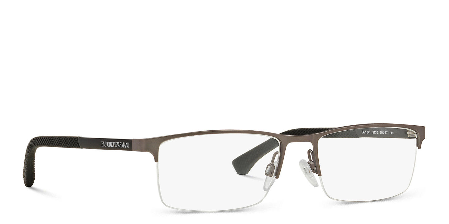 Shop Emporio Armani Half Rim Wide Rectangle Eyeglasses in Gunmetal online.