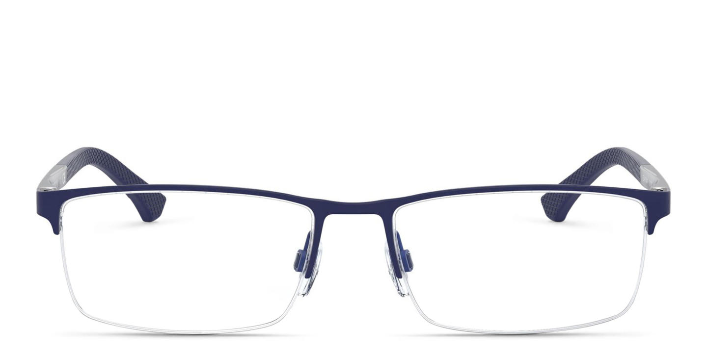 Emporio Armani Half Rim Rectangle Eyeglasses in Rubber Blue – Product Photo 0