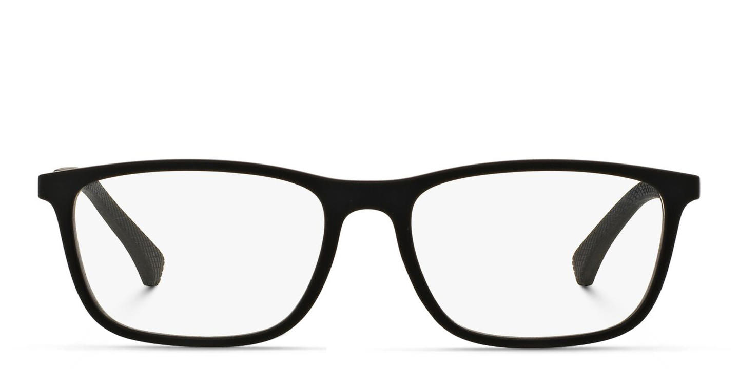 Emporio Armani Rectangle Eyeglasses in Rubber Black – Product Photo 0