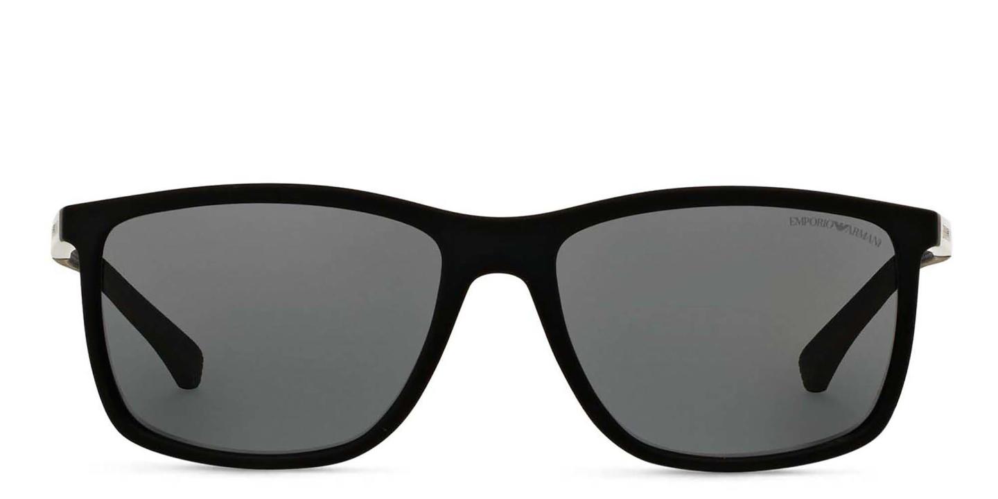 Emporio Armani Rectangle Sunglasses in Rubber Black – Product Photo 0