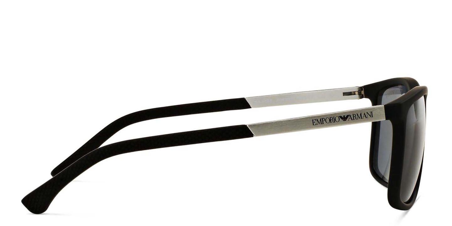 Emporio Armani Rectangle Sunglasses in Rubber Black – Product Photo 2