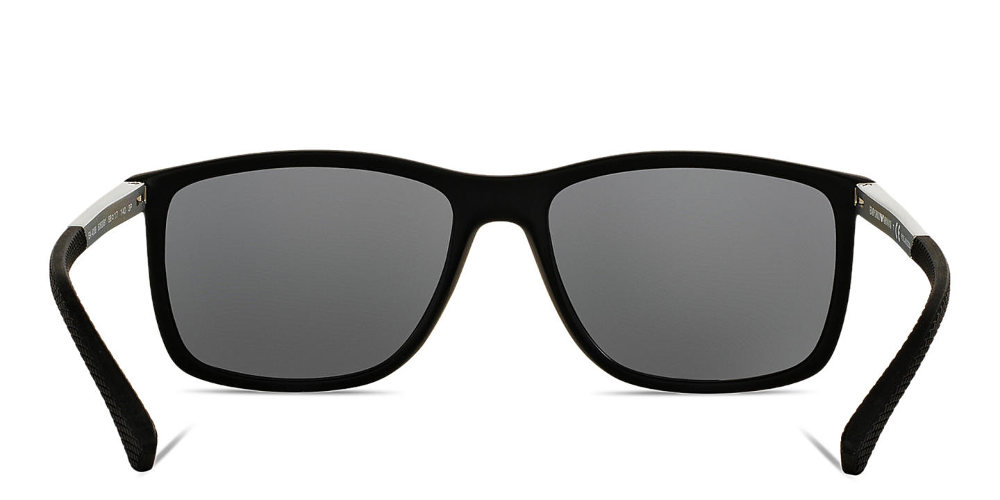 Emporio Armani Rectangle Sunglasses in Rubber Black – Product Photo 3