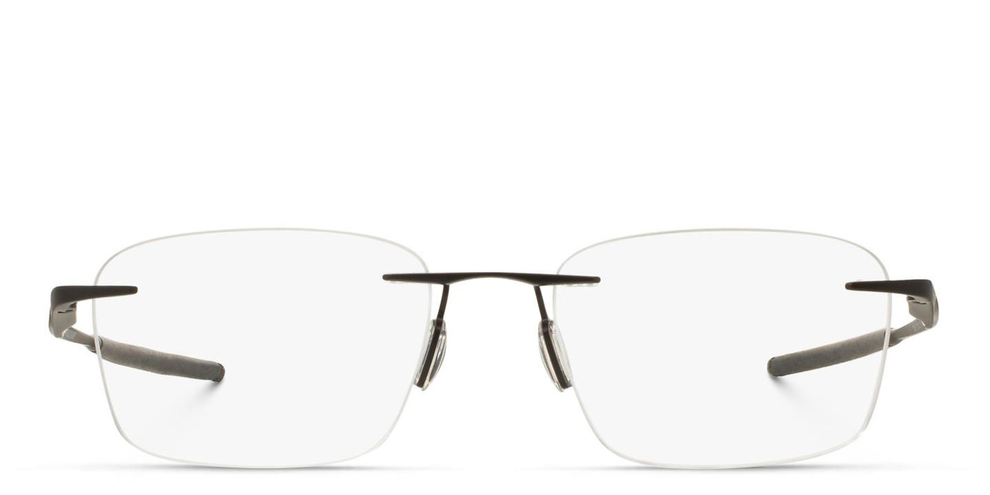 Shop Oakley Wingfold™ EVS Rimless Rectangle Eyeglasses in Satin Black online.