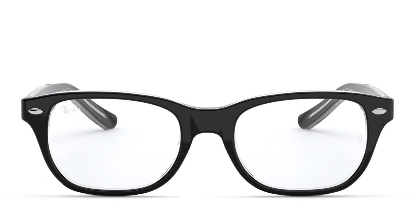 Ray-Ban Kids Rectangle Eyeglasses in Black On Transparent – Product Photo 0