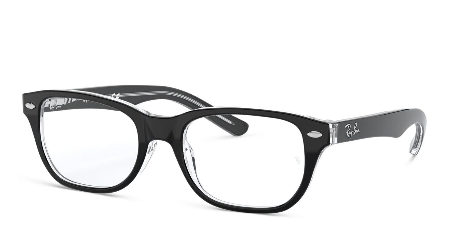 Ray-Ban Kids Rectangle Eyeglasses in Black On Transparent – Product Photo 1