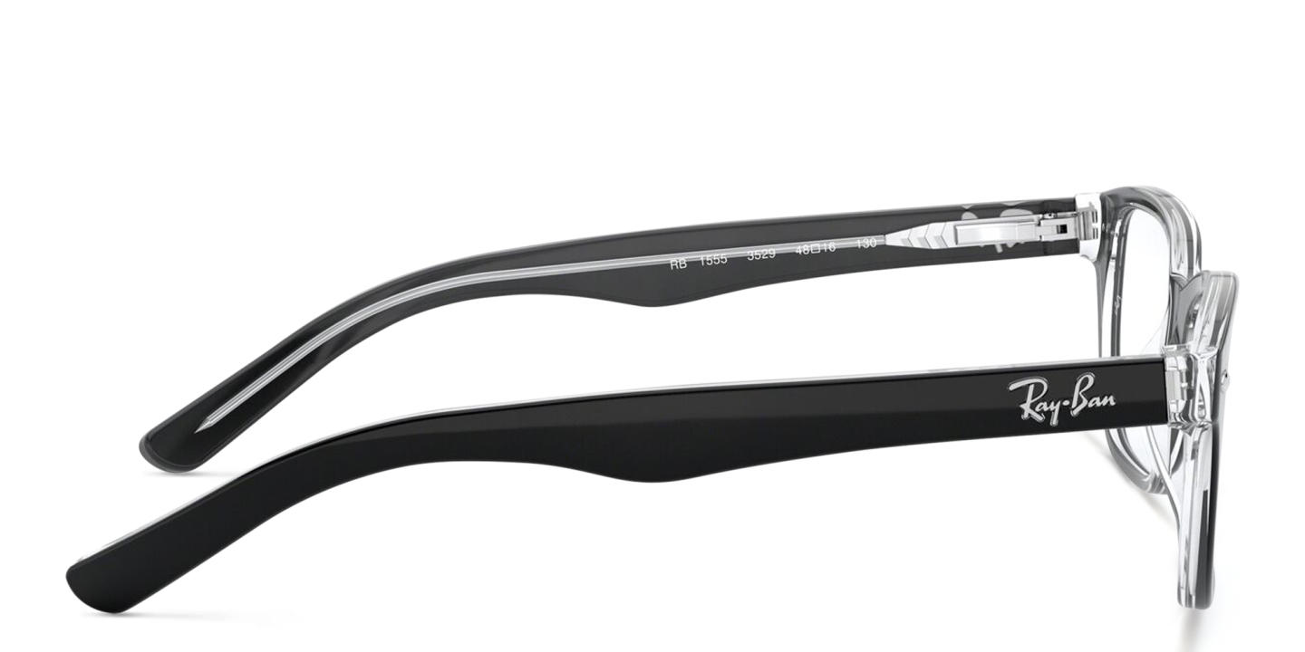 Ray-Ban Kids Rectangle Eyeglasses in Black On Transparent – Product Photo 2