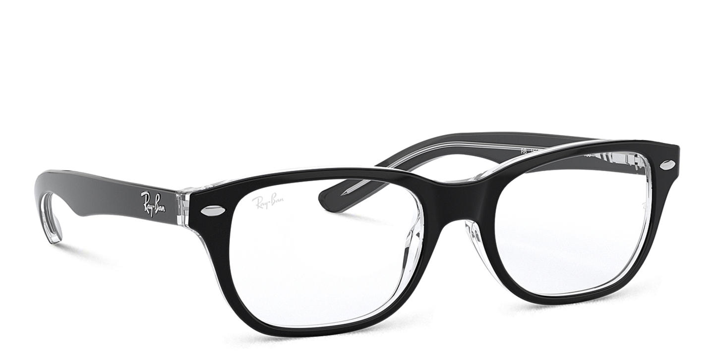 Ray-Ban Kids Rectangle Eyeglasses in Black On Transparent – Product Photo 3