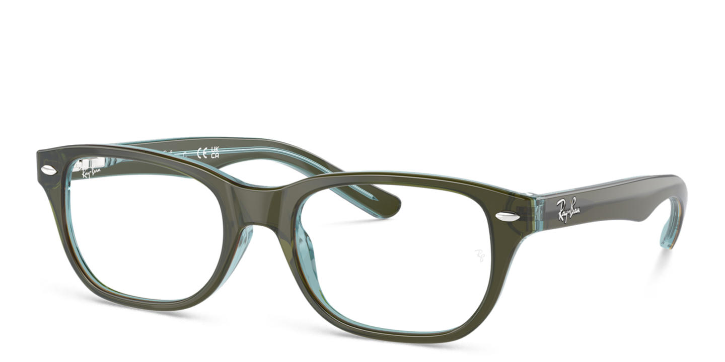 Ray-Ban Kids Rectangle Eyeglasses in Transparent Green – Product Photo 1