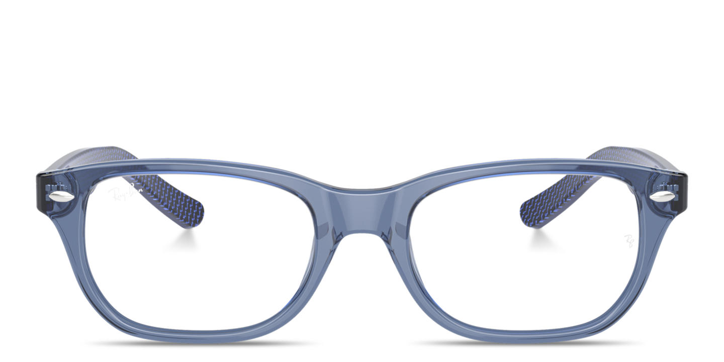 Ray-Ban Logo Kids Rectangle Eyeglasses in Transparent Blue – Product Photo 0