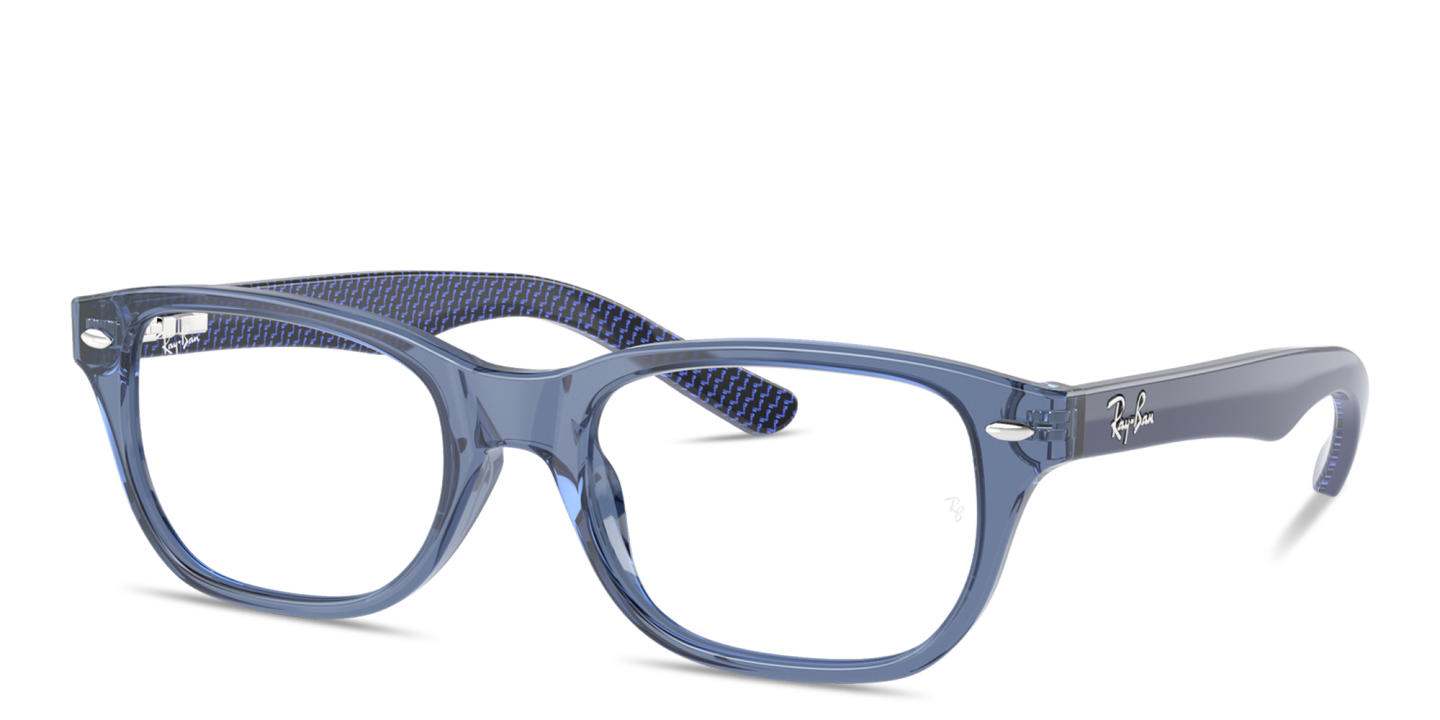 Ray-Ban Logo Kids Rectangle Eyeglasses in Transparent Blue – Product Photo 1