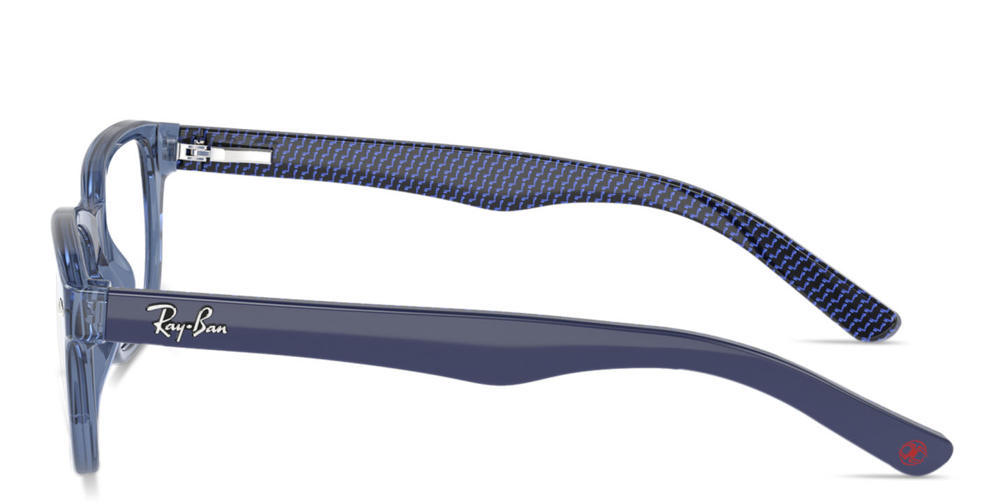 Ray-Ban Logo Kids Rectangle Eyeglasses in Transparent Blue – Product Photo 2