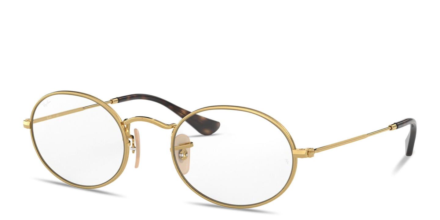 Ray-Ban Oval Optics Unisex Eyeglasses in Polished Arista Gold – Product Photo 1