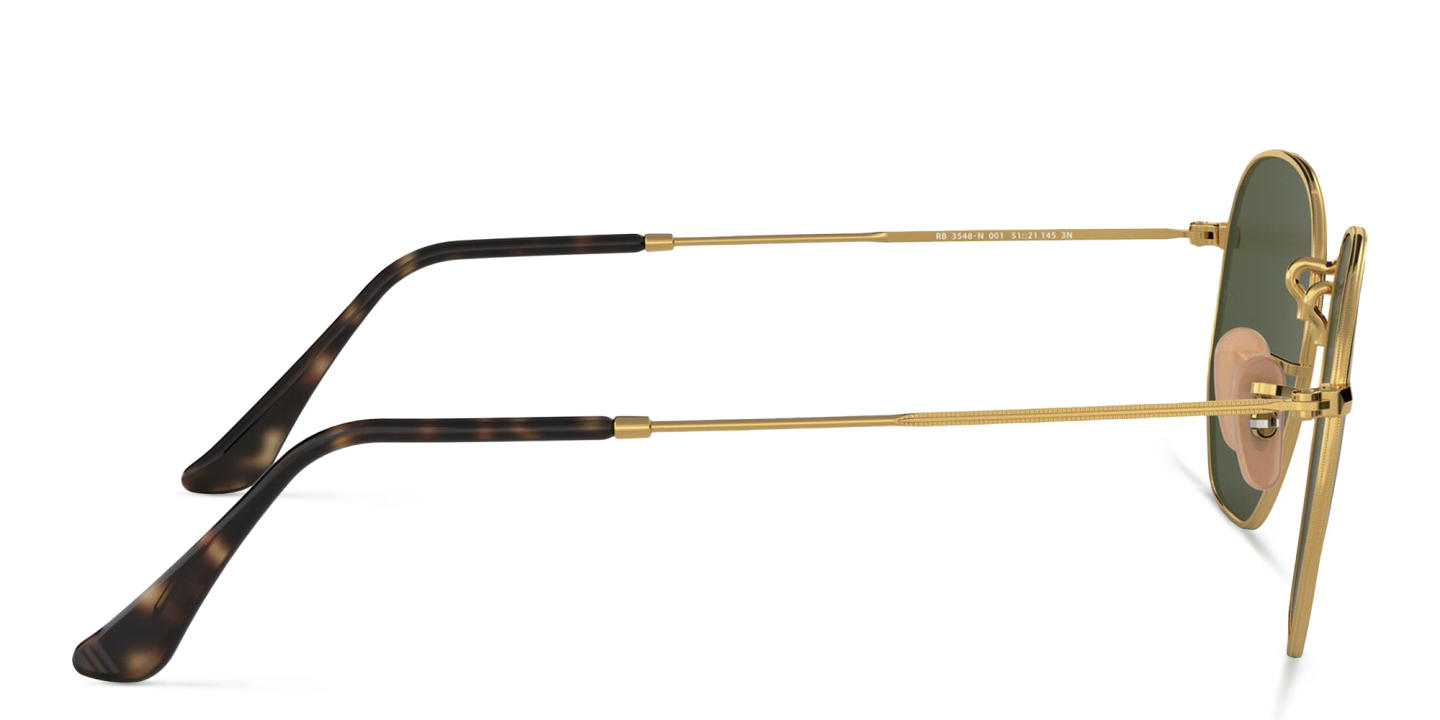 نظارات شمسية سداسية بعدسات مسطّحة من راي بان بلون ذهبي - صورة المنتج 2