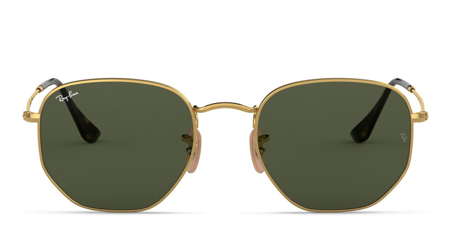 Shop Ray-Ban Hexagonal Flat Lenses Sunglasses in Gold online.