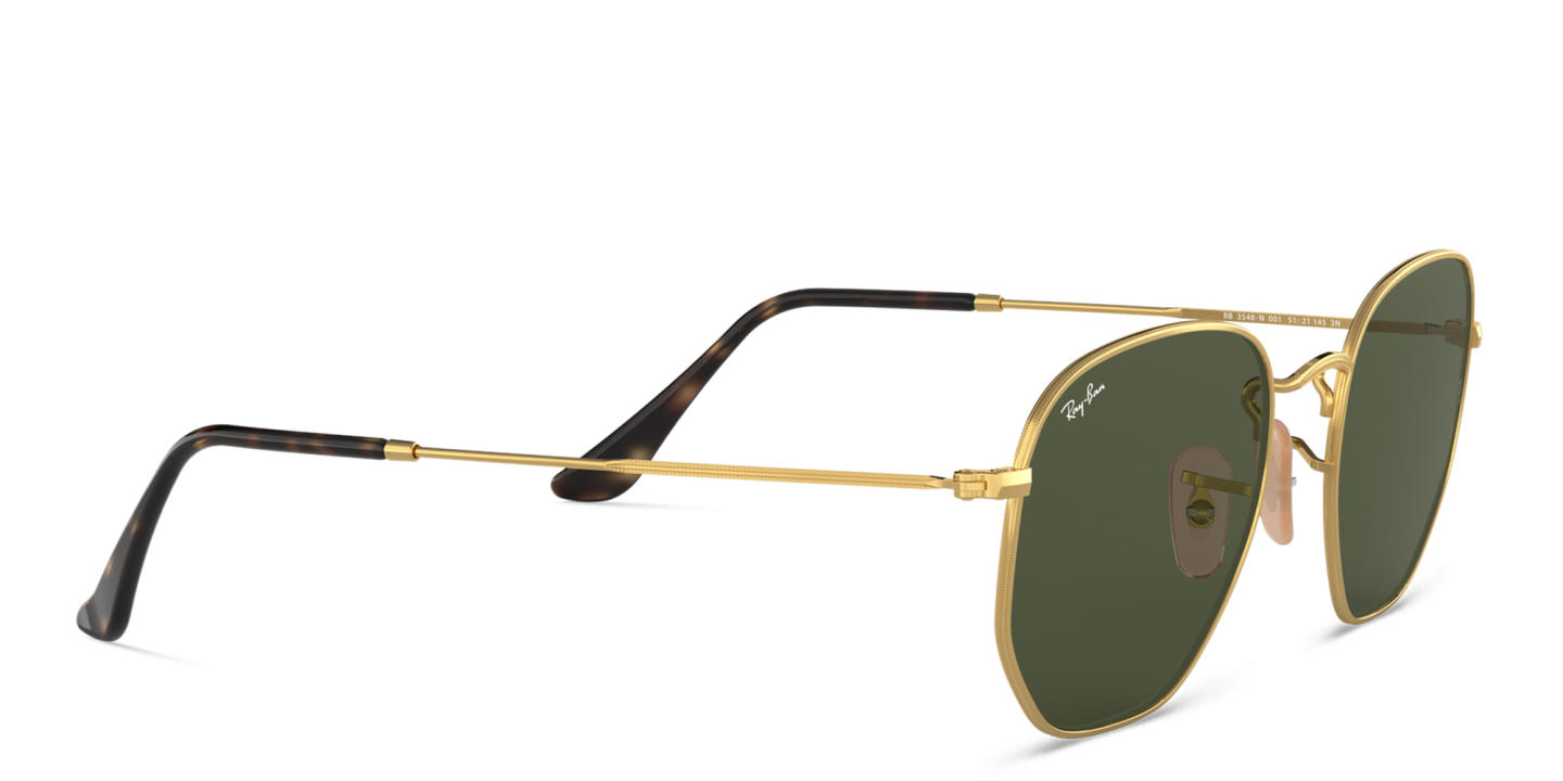 Shop Ray-Ban Hexagonal Flat Lenses Sunglasses in Gold online.