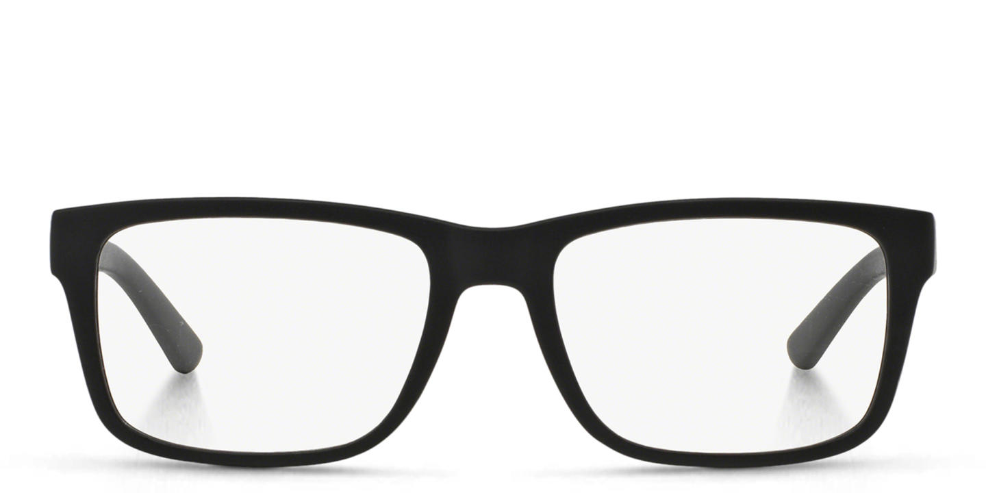 Shop Armani Exchange A|X Logo Rectangle Eyeglasses in Black online.