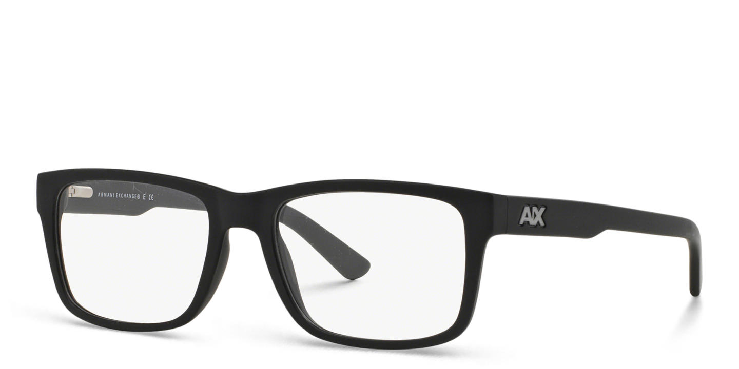 Armani Exchange A|X Logo Rectangle Eyeglasses in Black – Product Photo 1