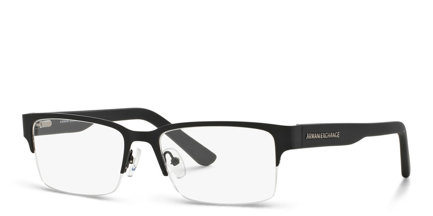 Shop Armani Exchange Rectangle Eyeglasses in Black online.