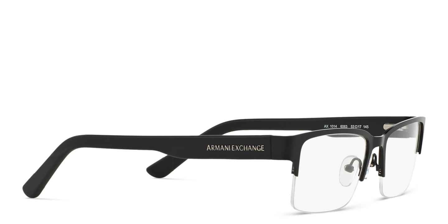 Shop Armani Exchange Rectangle Eyeglasses in Black online.