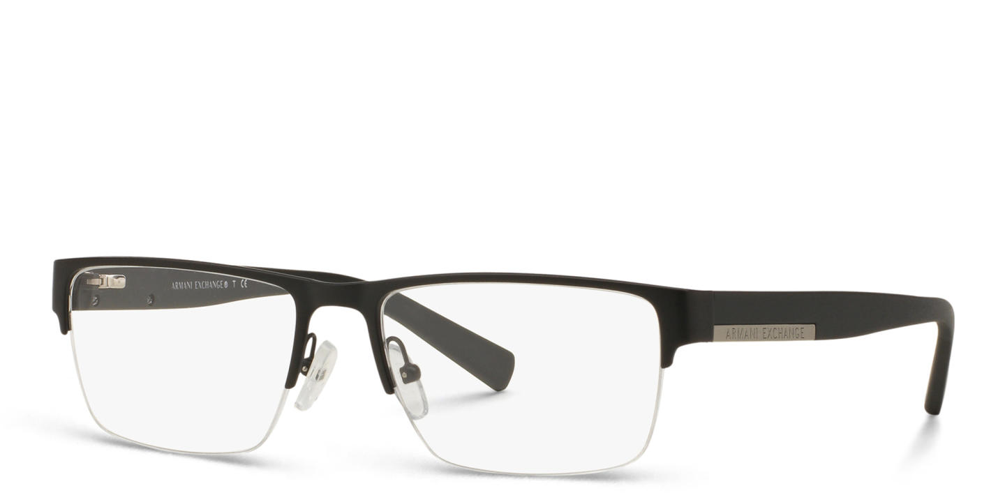 Shop Armani Exchange Rectangle Eyeglasses in Black online.