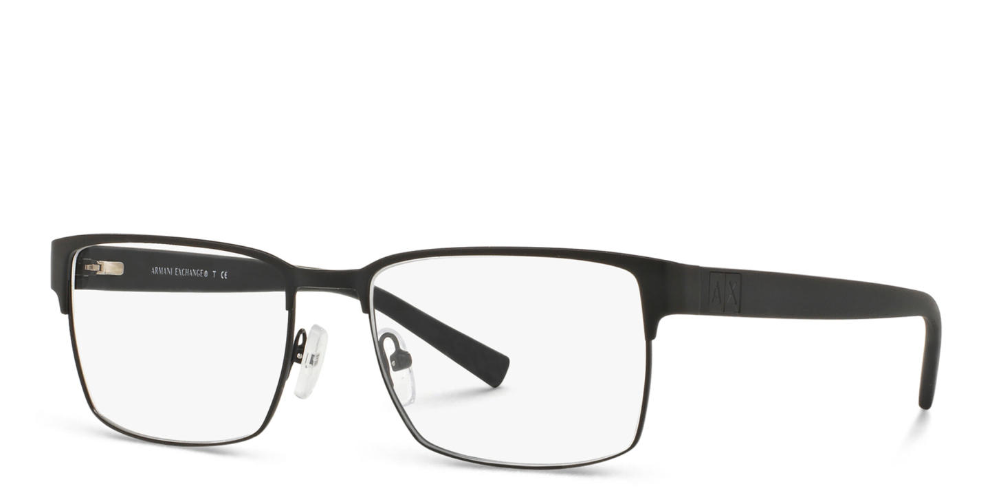 Armani Exchange A|X Logo Rectangle Eyeglasses in Black – Product Photo 1