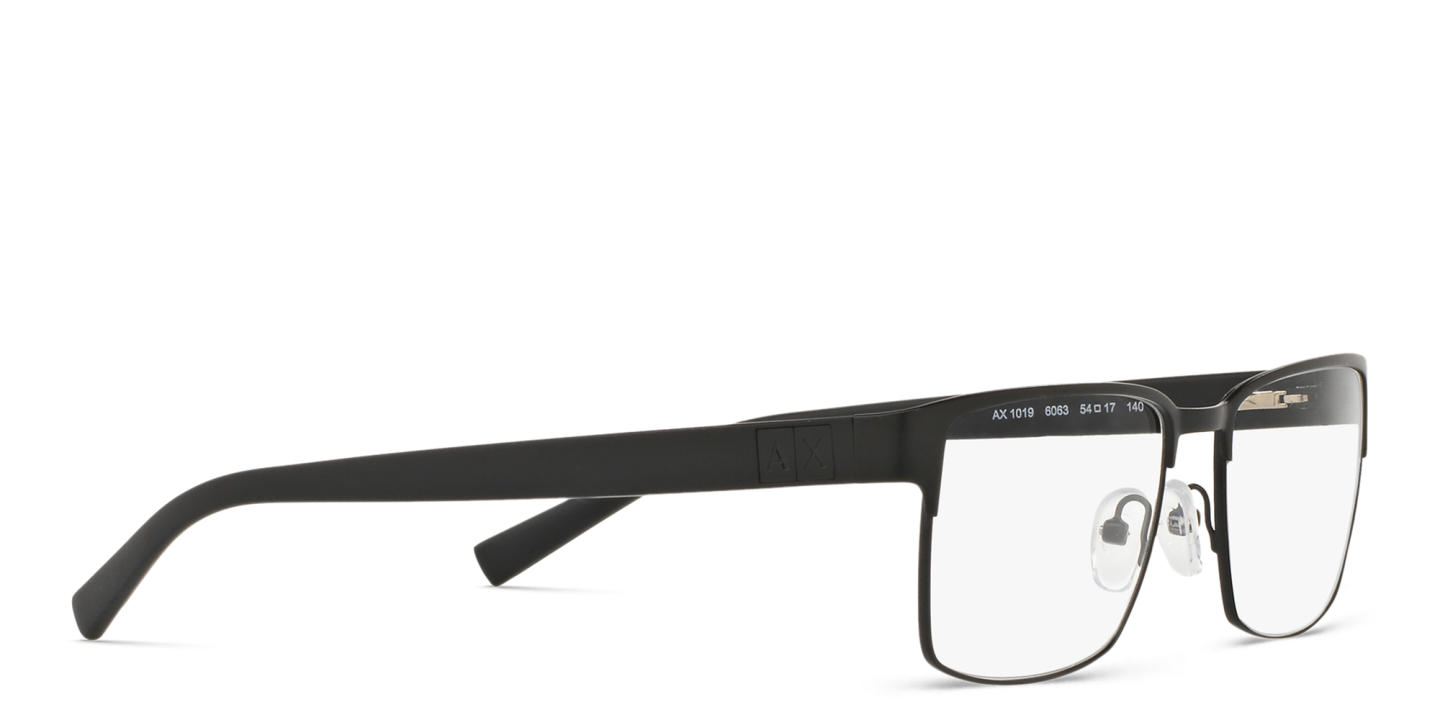 Armani Exchange A|X Logo Rectangle Eyeglasses in Black – Product Photo 3