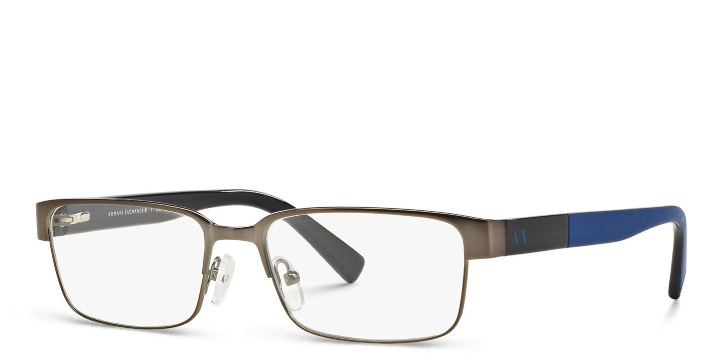 Shop Armani Exchange Rectangle Eyeglasses in Gunmetal online.