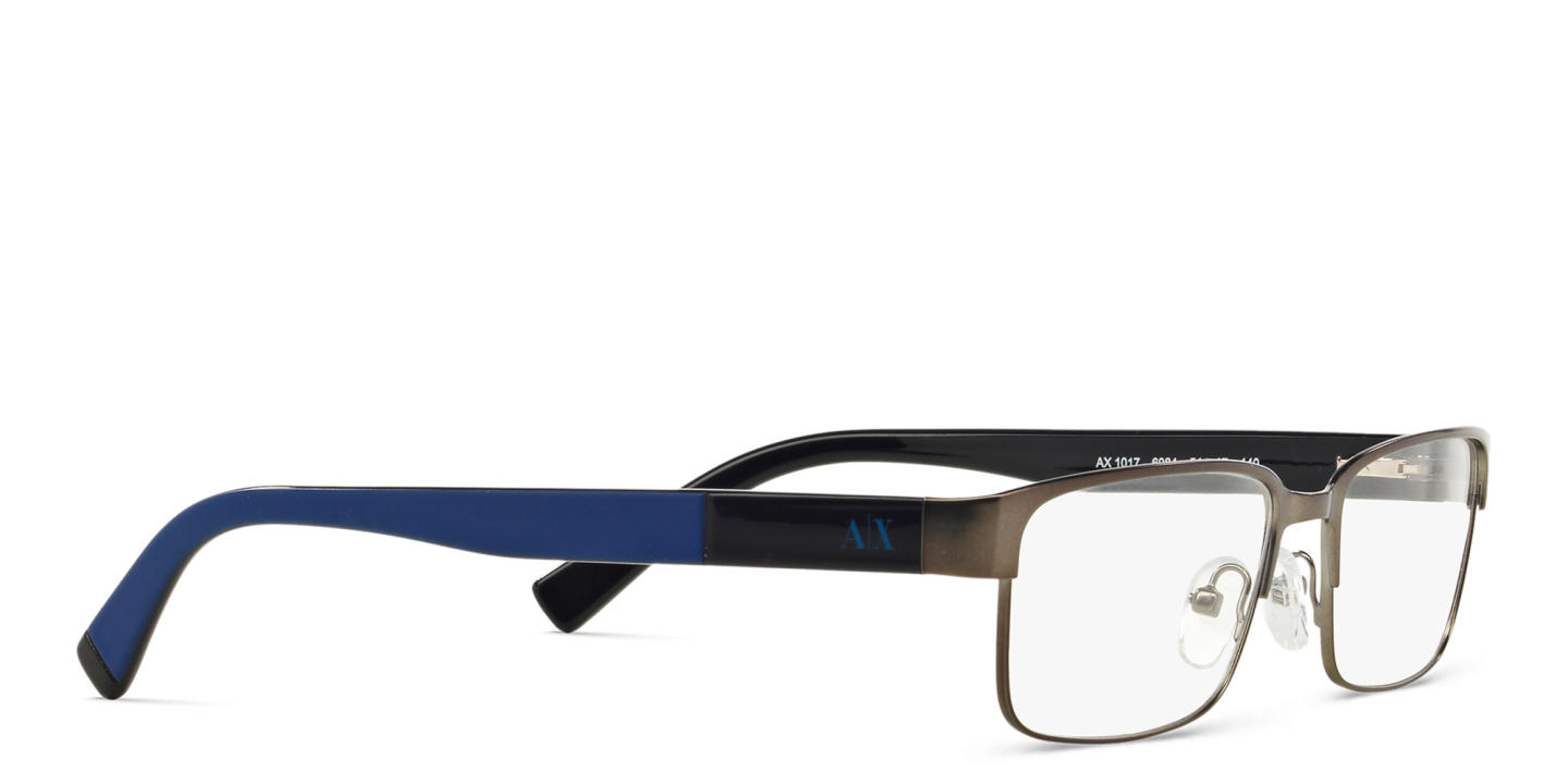 Shop Armani Exchange Rectangle Eyeglasses in Gunmetal online.