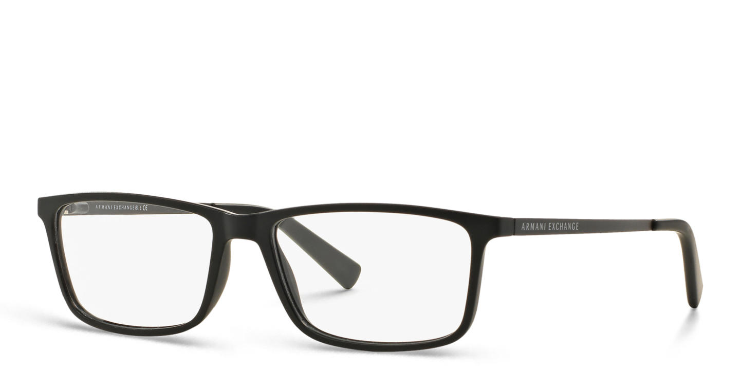Armani Exchange Wide Rectangle Eyeglasses in Black – Product Photo 1