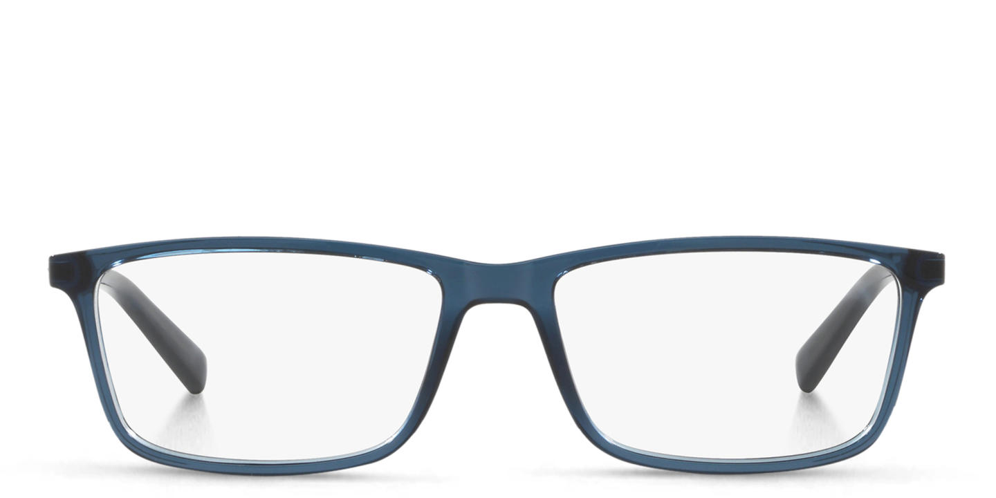 Armani Exchange Wide Rectangle Eyeglasses in Transparent Blue – Product Photo 0