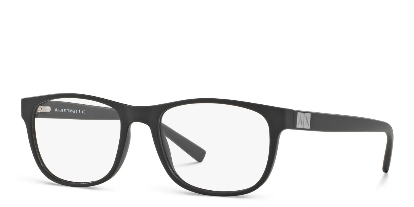 Armani Exchange A|X Logo Square Eyeglasses in Black – Product Photo 1