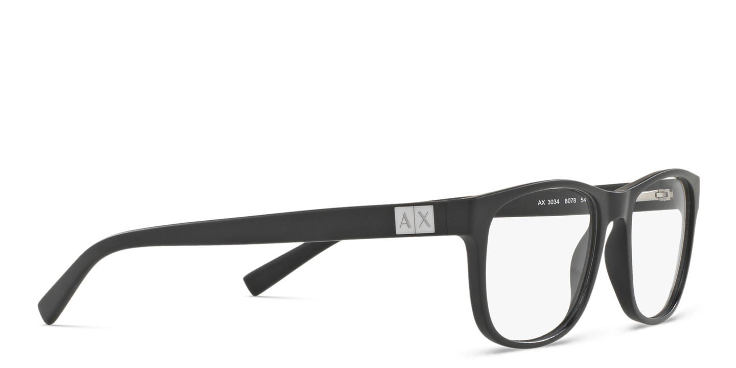 Armani Exchange A|X Logo Square Eyeglasses in Black – Product Photo 3