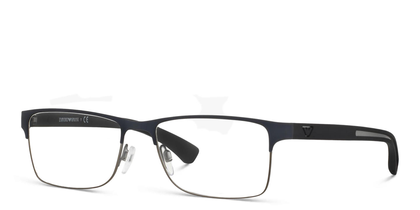 Emporio Armani Rectangle Eyeglasses in Rubber Blue & Gunmetal – Product Photo 2