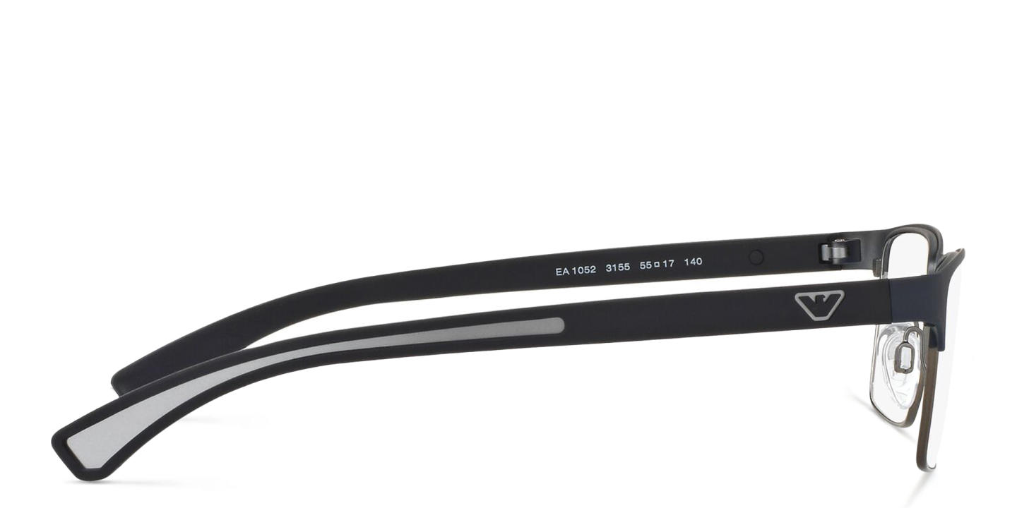 Emporio Armani Rectangle Eyeglasses in Rubber Blue & Gunmetal – Product Photo 3