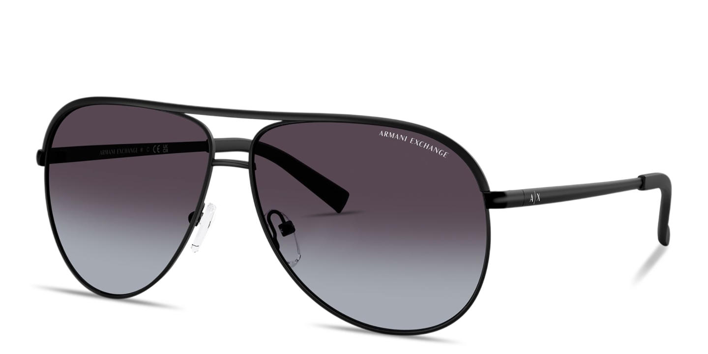 Armani Exchange A|X Logo Unisex Pilot Sunglasses in Black – Product Photo 1