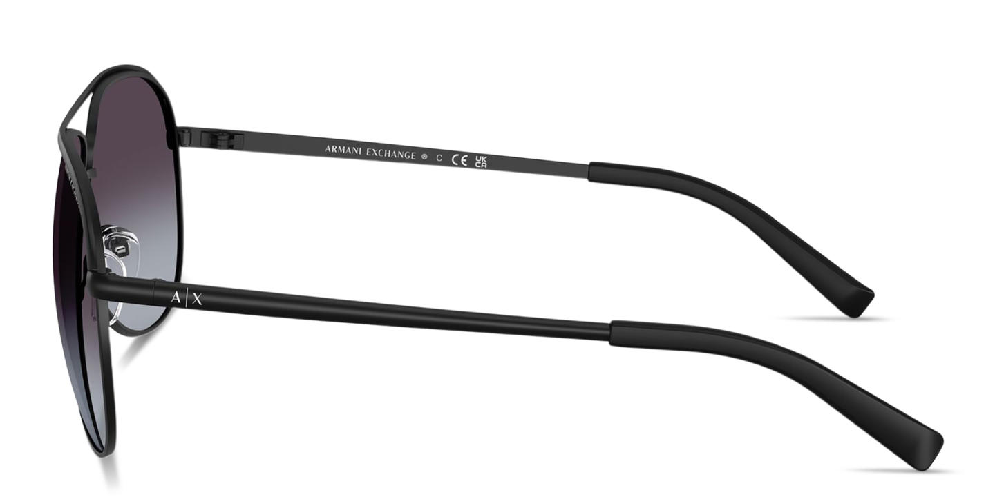 Armani Exchange A|X Logo Unisex Pilot Sunglasses in Black – Product Photo 2