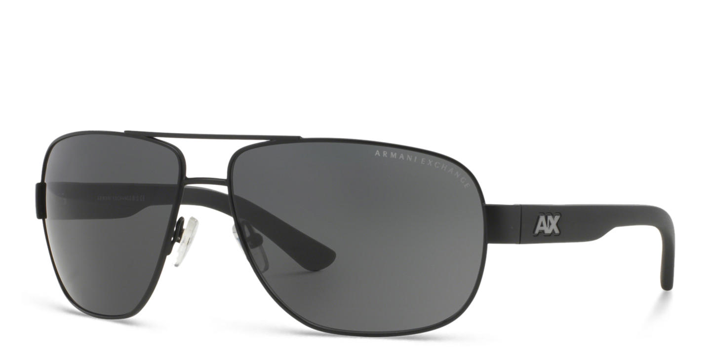 Shop Armani Exchange Pilot Sunglasses in Black online.